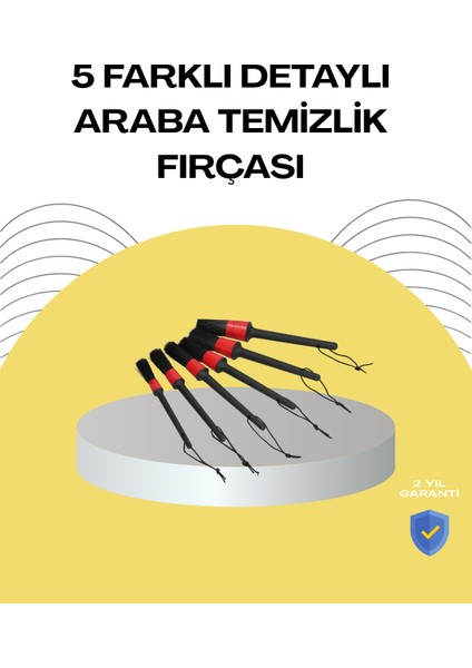 Ds-Derin 5 Boy Fırçalı Araba Temizlik Seti-Derin Temizlik Sağlayan Yumuşak Fırçalar