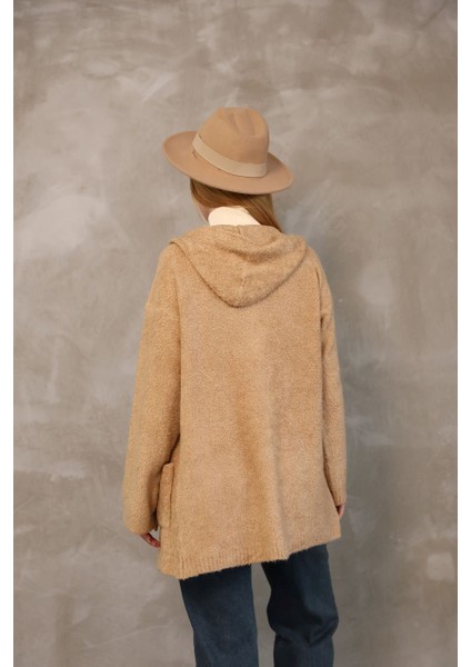 Yumuşak Dokulu Uzun Hırka Bej modelleri