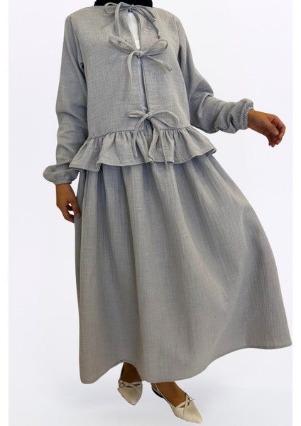 Müslin Etekli Takım-Rahat Kalıp Müslin Kumaş %100 Pamuk Kadın Etekli Kimono Takım