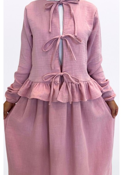 Müslin Etekli Takım-Rahat Kalıp Müslin Kumaş %100 Pamuk Kadın Etekli Kimono Takım indirimleri