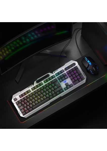 F2023 Gaming Türkçe Q Rainbow Membran 2400DPL Oyuncu Klavye Mouse Set indirimleri