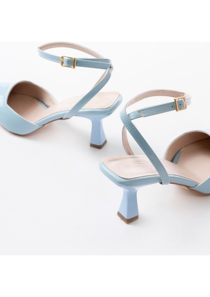 ST-004 Bebe Mavi Rugan Günlük 7 cm Topuklu Bayan Ayakkabı indirimleri