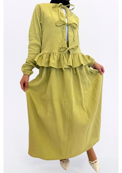 Müslin Etekli Takım-Rahat Kalıp Müslin Kumaş %100 Pamuk Kadın Etekli Kimono Takım modelleri