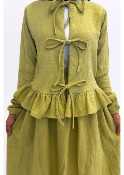 Müslin Etekli Takım-Rahat Kalıp Müslin Kumaş %100 Pamuk Kadın Etekli Kimono Takım indirimleri