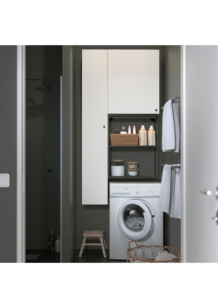 Raf Ünitesi, Beyaz-Antrasit, 90X32X180 cm fırsatları