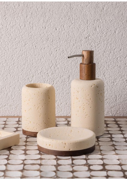 Travertine Banyo Seti Bej 3 Parça modelleri