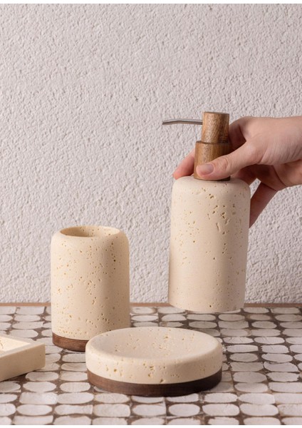 Travertine Banyo Seti Bej 3 Parça fırsatları