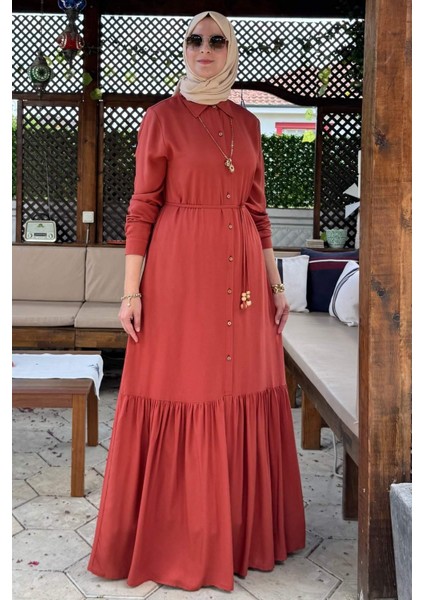 Süreyya Gömlek Elbise Kiremit modelleri