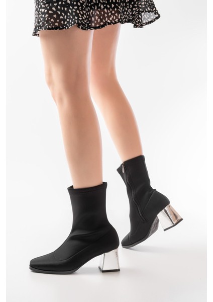 MSK-033 Dalgıç Siyah Topuklu Fermuarlı Kadın Bot fırsatları