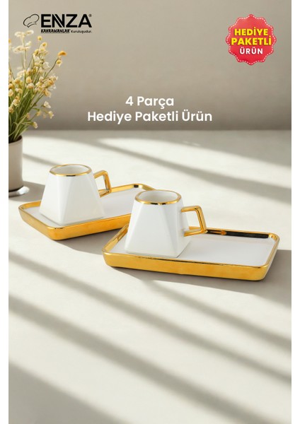 Amber 2'li Porselen Kahve Fincanı Takımı 90 ml Gold fiyatları