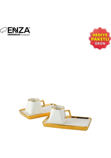 Amber 2'li Porselen Kahve Fincanı Takımı 90 ml Gold indirimleri