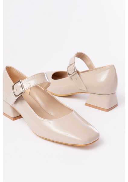 ST-006 Bej Rugan Günlük 4 cm Topuklu Bayan Ayakkabı fırsatları