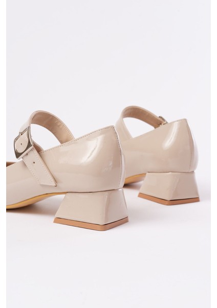 ST-006 Bej Rugan Günlük 4 cm Topuklu Bayan Ayakkabı indirimleri