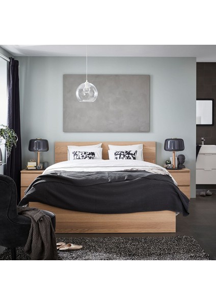 Çift Kişilik Karyola, Ağartılmış Meşe Kaplama, 160X200 cm modelleri