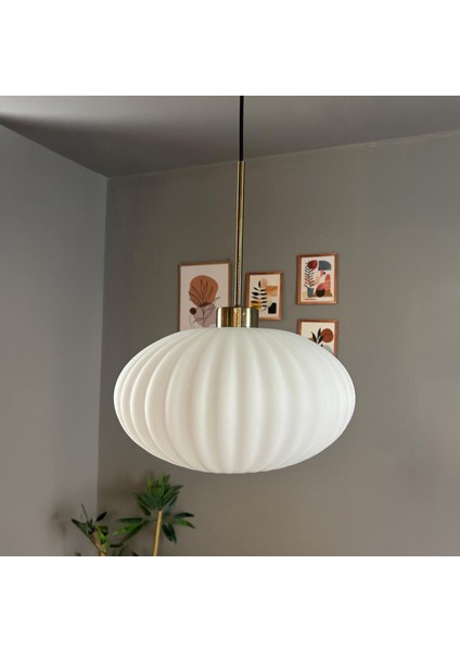 Elegant Cam Beyaz Avize Eskitme Ince Başlık Sarkıt Lamba Restoran Salon Aydınlatma