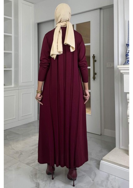 Yaprak Triko Elbise Bordo indirimleri