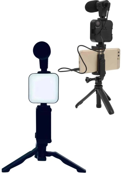 Ds-Derin Telefon Tutucu LED Işıklı Kumandalı Mikrofon Telefon Vlog Video Kayıt indirimleri