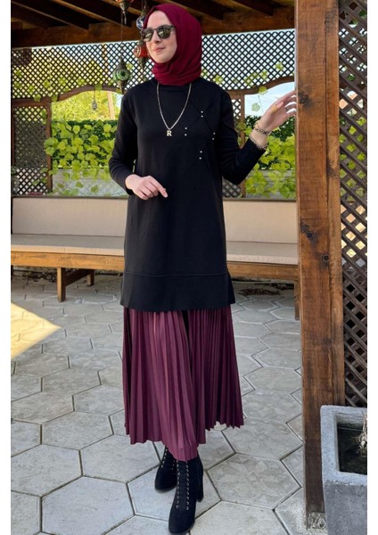Gonca Taşlı Triko Tunik Siyah indirimleri
