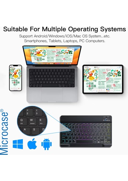 Rgb Tablet ve Telefonlar Için Bluetooth Klavye ve Mouse Set - AL7815 Mavi