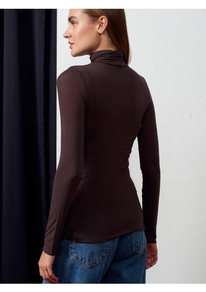 32277 Balıkçı Yaka Kaşmir Bluz-Kahve fiyatları