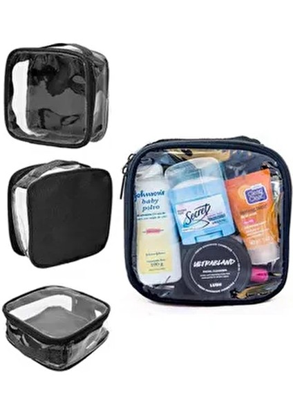 Tekli Şeffaf Seyahat Makyaj Çantası Polyester Şu Geçirmez Kumaş