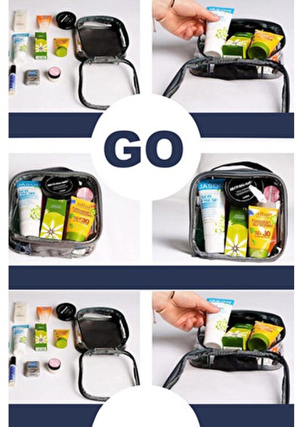 Tekli Şeffaf Seyahat Makyaj Çantası Polyester Şu Geçirmez Kumaş modelleri