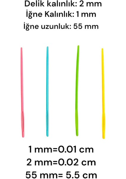 25 Adet 5.5 cm Boyutlarında İnce Karışık Plastik Yün Boncuk İğnesi Çocuklar İçin Eğitici İğne