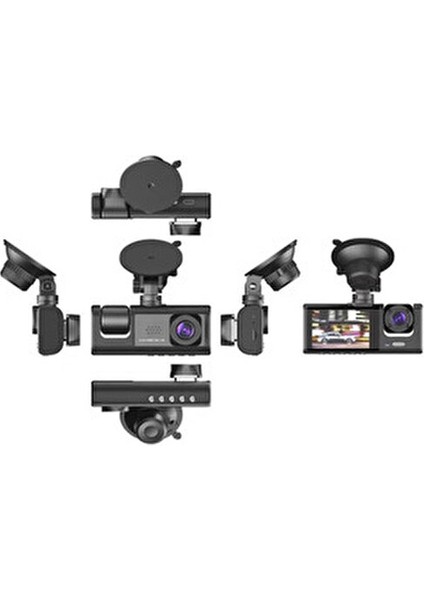 Dash Cam Full Hd Araç Içi Kamera Uyumlu Ön Arka ve Iç Kayıt 3 Kamera Gece Görüşlü 1080P fiyatları