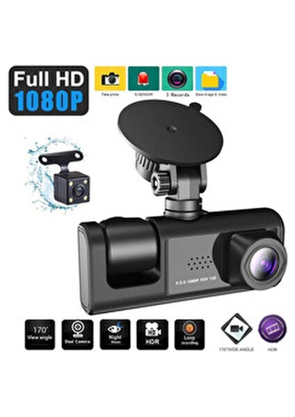 Dash Cam Full Hd Araç Içi Kamera Uyumlu Ön Arka ve Iç Kayıt 3 Kamera Gece Görüşlü 1080P fırsatları