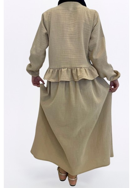 Müslin Etekli Takım-Rahat Kalıp Müslin Kumaş %100 Pamuk Kadın Etekli Kimono Takım