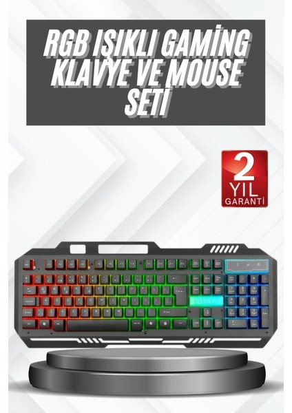 Ds-Derin Işıklı Oyuncu Q Klavye Mouse Seti Siyah Gaming Oyuncu Klavye