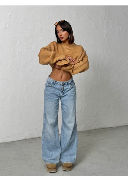 Kadın Yumuşak Dokulu Bisiklet Yaka Oversize Basic Triko Kazak modelleri