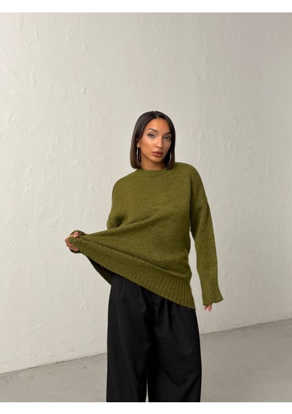 Kadın Yumuşak Dokulu Bisiklet Yaka Oversize Basic Triko Kazak fiyatları