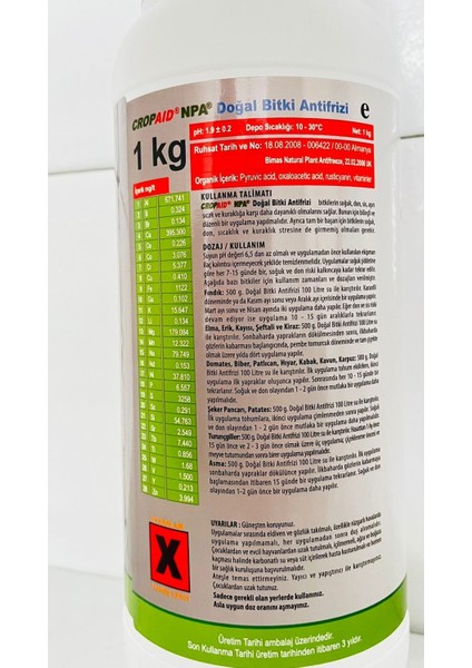 Soğuklara Karşı Cropaid Npa Doğal Bitki Antifrizi 1 kg modelleri