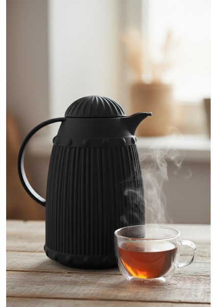 1 Lt Isı Yalıtımlı Çay ve Soğuk Su Termosu Siyah (12 Saat Sıcak Tutar & Içi Camdır) modelleri