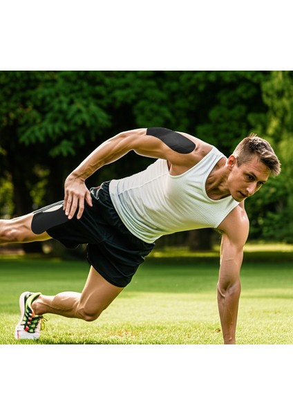 Siyah Sporcu Ağrı Bandı Kas ve Eklem Ağrıları Için Yüz & Vücut Uyumlu Esnek ve Nefes Alabilir 5x5 cm