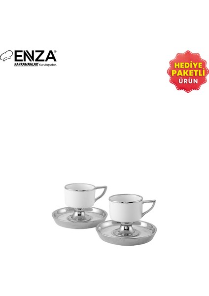 Doris 2'li Porselen Kahve Fincanı Takımı 90 ml Platin indirimleri