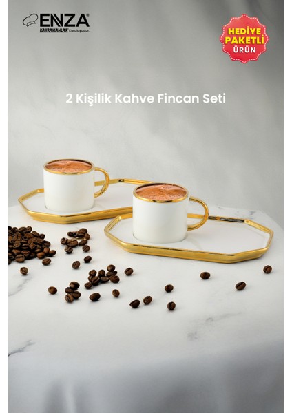 Aura 2'li Porselen Kahve Fincanı Takımı 90 ml Gold fiyatları