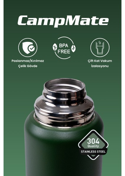 1.5 Litre Çift Katlı Çelik Termos - 24 Saat Sıcak, 48 Saat Soğuk, Kulplu (Kamp, Piknik, Ofis, Seyahat, Outdoor) modelleri