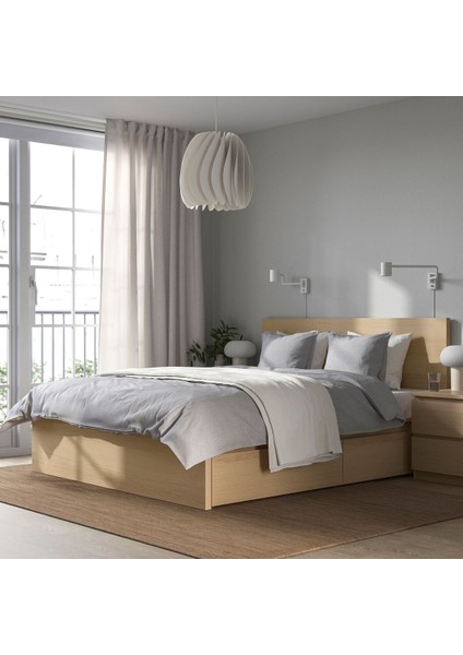 Çift Kişilik Baza, Ağartılmış Meşe Kaplama, 140X200 Cm, 4 Çekmeceli fiyatları