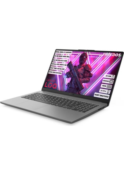 LOQ Intel Core i7 12650HX 16 GB 512 GB SSD RTX4050- 6 GB Freedos 15.6" FHD IPS Taşınabilir Bilgisayar 83LK002VTR modelleri
