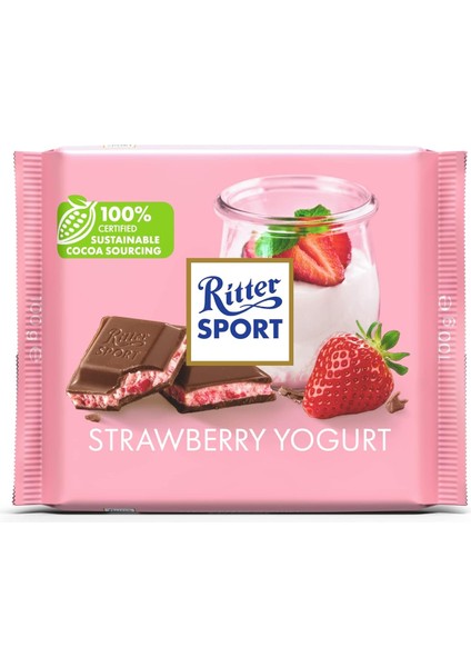 Sport Strawberry Yogurt - Çilek Parçacıklı ve Yağsız Yoğurt ve Çilekli Krema Dolgulu Sütlü Çikolata 100 G