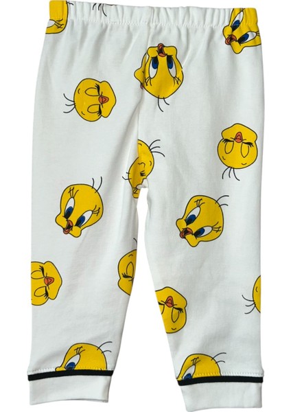 Unisex Bebek Tweety Desenli Yakalı Düğmeli Pamuklu Pijama Takımı fırsatları