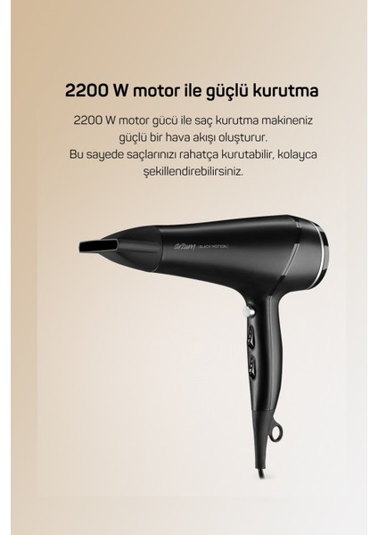 2200W Siyah Saç Kurutma Makinesi, Hızlı ve Güçlü Kurutma, Şık Tasarım indirimleri