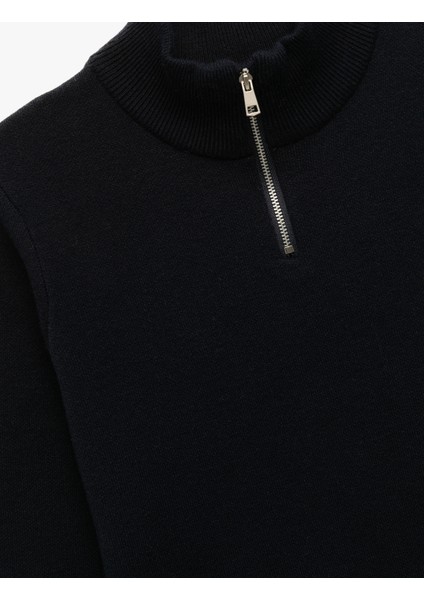 Yarım Fermuarlı Uzun Kollu Viskon Karışımlı Triko Kazak modelleri