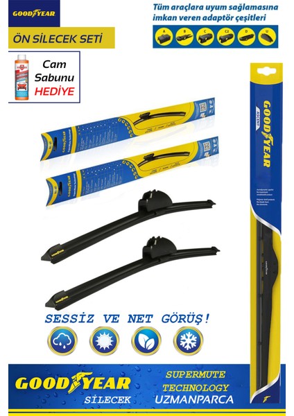Good Year Peugeot 307 2005-2007 Supermute 2'li Muz Tipi Ön Silecek Seti