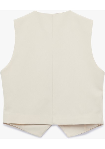 Viskon Karışımlı Slim Fit Bağlama Detaylı Crop Kruvaze Yaka Asimetrik Yelek fiyatları