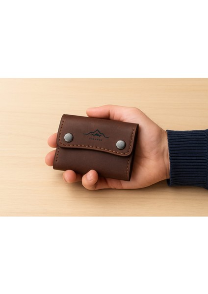 Hakiki Deri Çıtçıtlı Kartlık - Cüzdan 3 Bölmeli Minimalist Cüzdan (El Yapımı) fırsatları