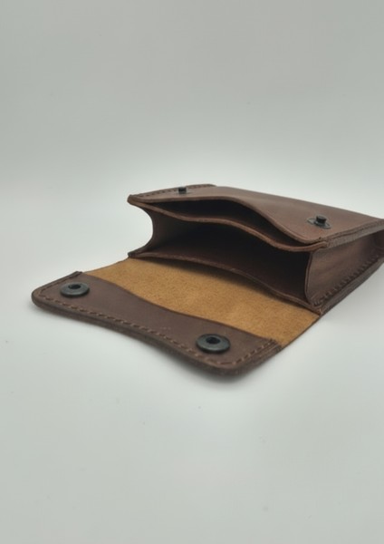 Hakiki Deri Çıtçıtlı Kartlık - Cüzdan 3 Bölmeli Minimalist Cüzdan (El Yapımı) indirimleri
