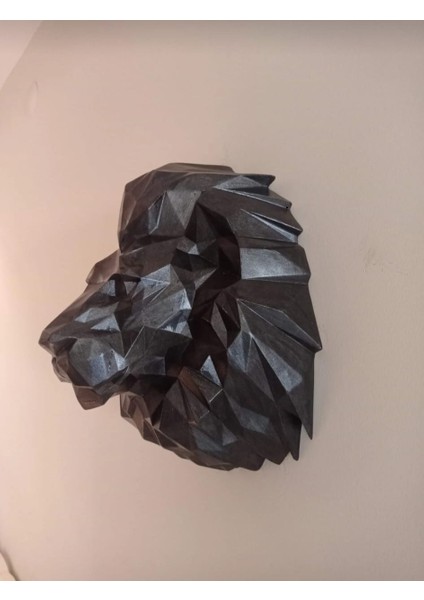 Büyük Boy Kübik Siyah Aslan Başı Duvar Biblosu Duvar Heykeli El Yapımı Polyester Döküm Heykel fırsatları